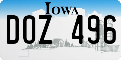 IA license plate DOZ496