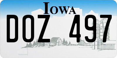 IA license plate DOZ497