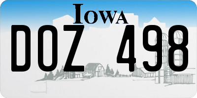 IA license plate DOZ498