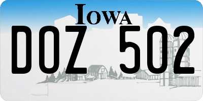 IA license plate DOZ502