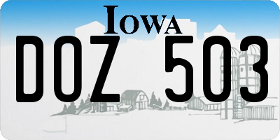 IA license plate DOZ503