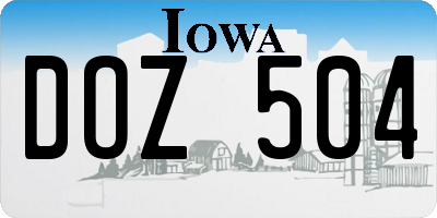 IA license plate DOZ504