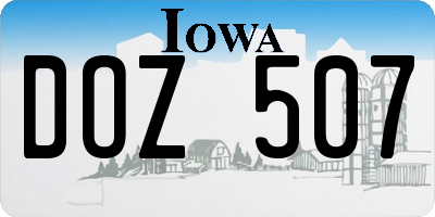 IA license plate DOZ507