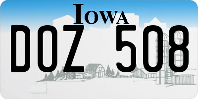 IA license plate DOZ508
