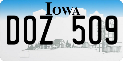 IA license plate DOZ509