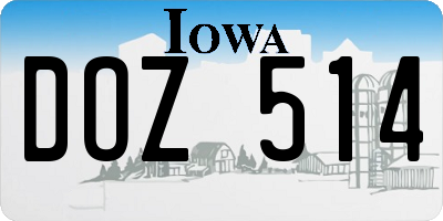 IA license plate DOZ514