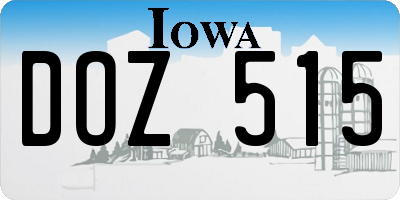 IA license plate DOZ515