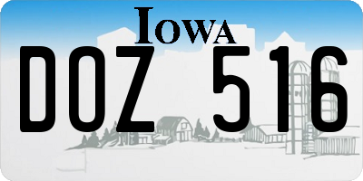 IA license plate DOZ516