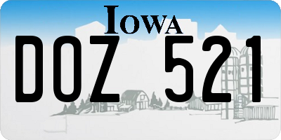 IA license plate DOZ521
