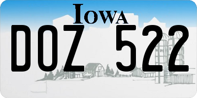 IA license plate DOZ522