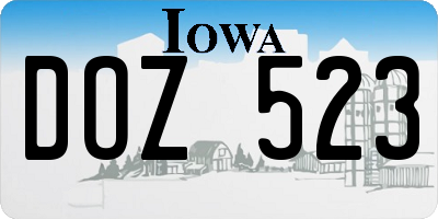 IA license plate DOZ523