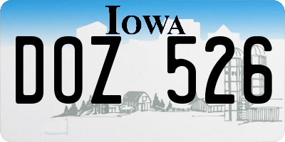 IA license plate DOZ526