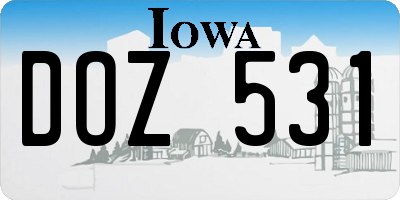 IA license plate DOZ531