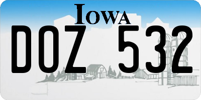 IA license plate DOZ532