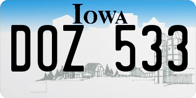 IA license plate DOZ533