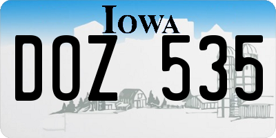 IA license plate DOZ535