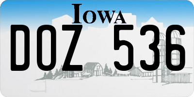 IA license plate DOZ536