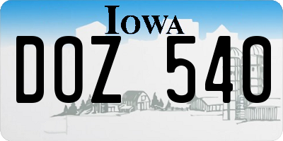 IA license plate DOZ540