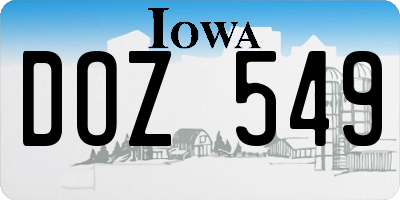 IA license plate DOZ549