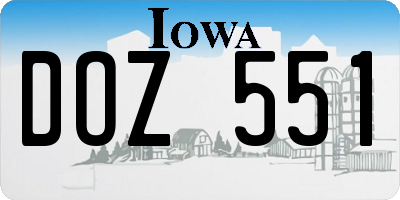 IA license plate DOZ551