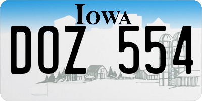 IA license plate DOZ554