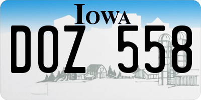 IA license plate DOZ558