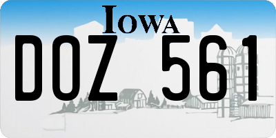 IA license plate DOZ561
