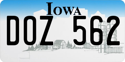IA license plate DOZ562