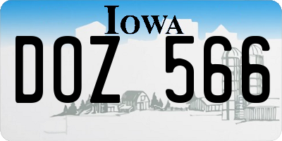 IA license plate DOZ566