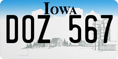 IA license plate DOZ567