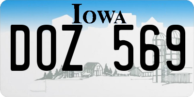 IA license plate DOZ569