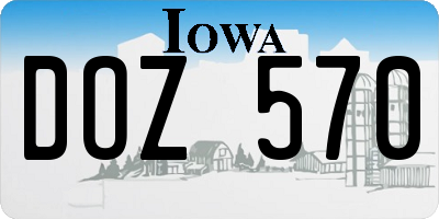 IA license plate DOZ570