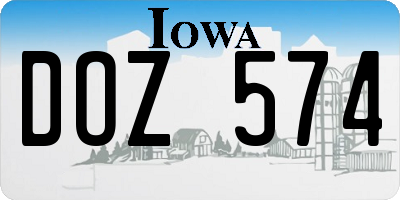 IA license plate DOZ574