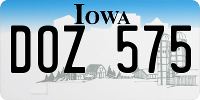 IA license plate DOZ575