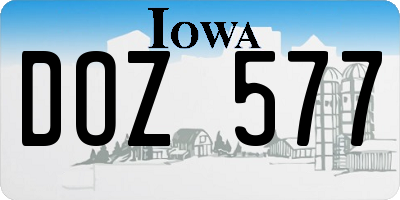 IA license plate DOZ577