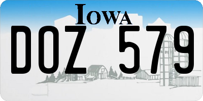 IA license plate DOZ579