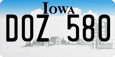 IA license plate DOZ580