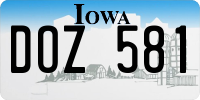 IA license plate DOZ581