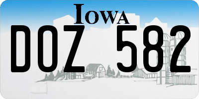 IA license plate DOZ582