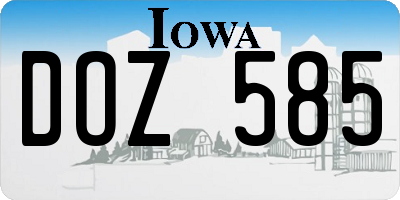 IA license plate DOZ585
