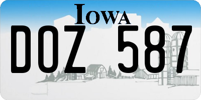 IA license plate DOZ587