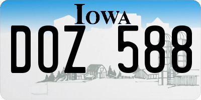 IA license plate DOZ588