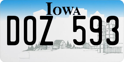 IA license plate DOZ593