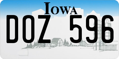 IA license plate DOZ596