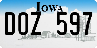 IA license plate DOZ597