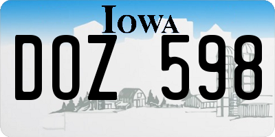 IA license plate DOZ598
