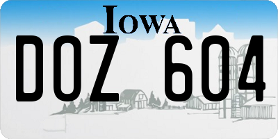 IA license plate DOZ604
