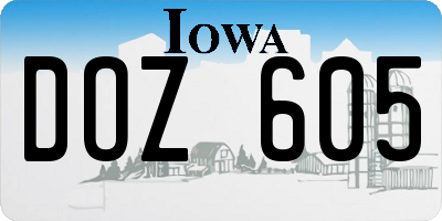 IA license plate DOZ605