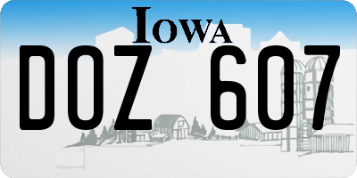 IA license plate DOZ607