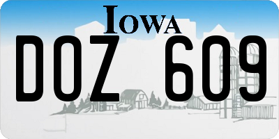 IA license plate DOZ609